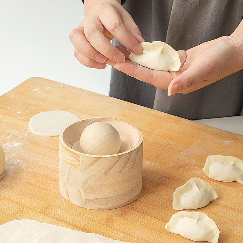 Dumpling Press Natural Wood Non-Stick Ergonomic Handle