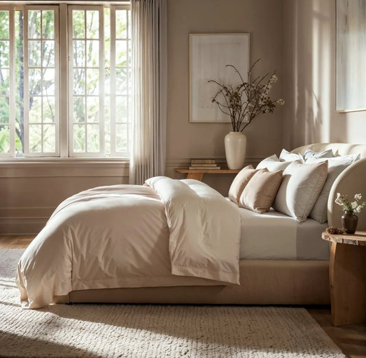 Duvet Cover Set Cotton Sateen Breathable Oxford Pillowcases
