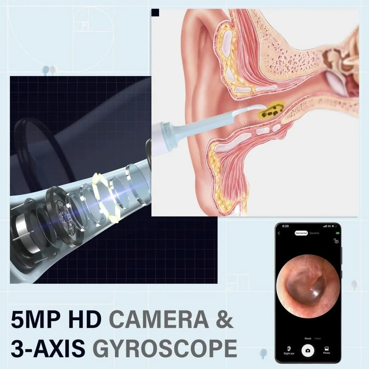 Ear Cleaner Camera HD WiFi Six LED Lights