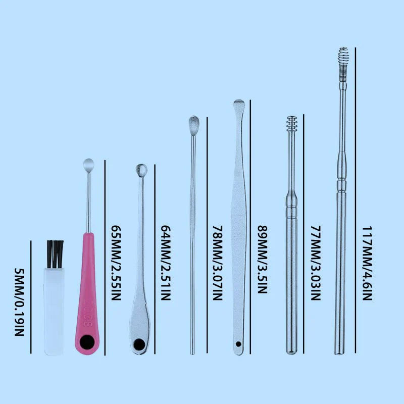 Ear Cleaning Kit 6-Piece Stainless Steel Ergonomic Grip