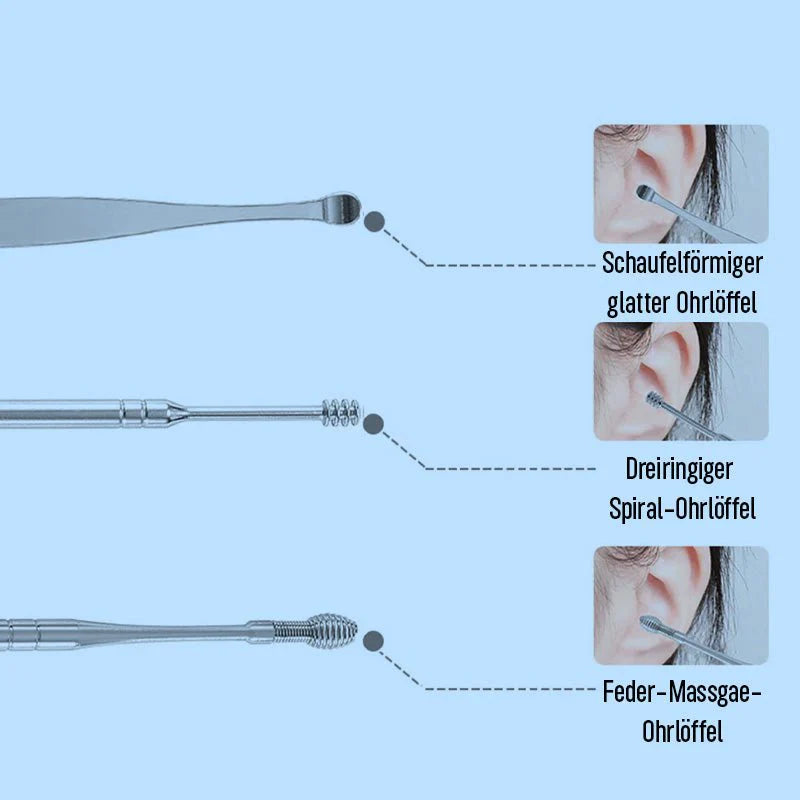 Ear Cleaning Kit 6-Piece Stainless Steel Ergonomic Grip
