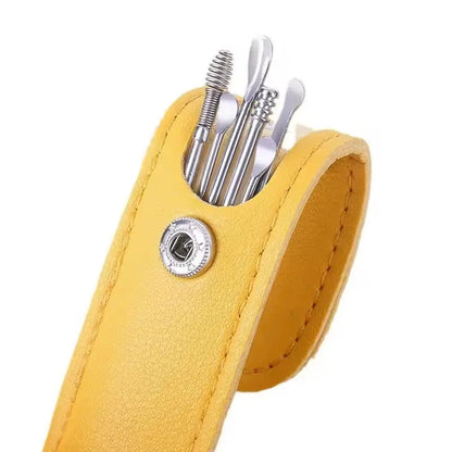 Ear Cleaning Kit 6-Piece Stainless Steel Faux Leather Case