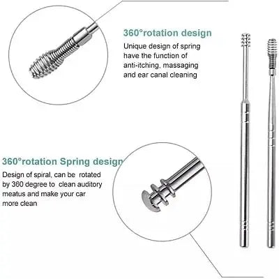 Ear Cleaning Kit 6-Piece Stainless Steel Faux Leather Case