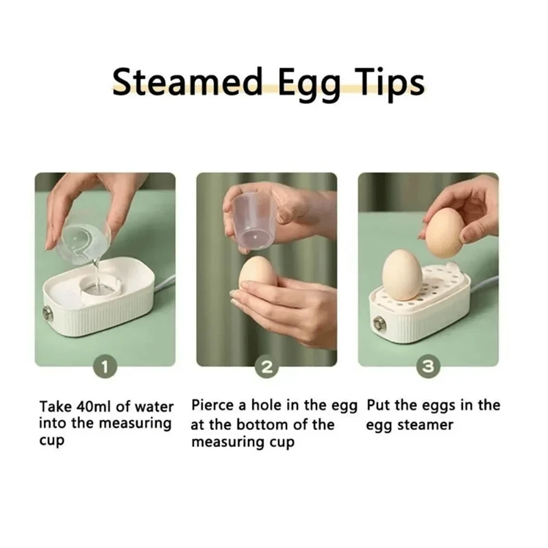 Egg Cooker & Poacher Adjustable Heat Settings 2-Egg Capacity