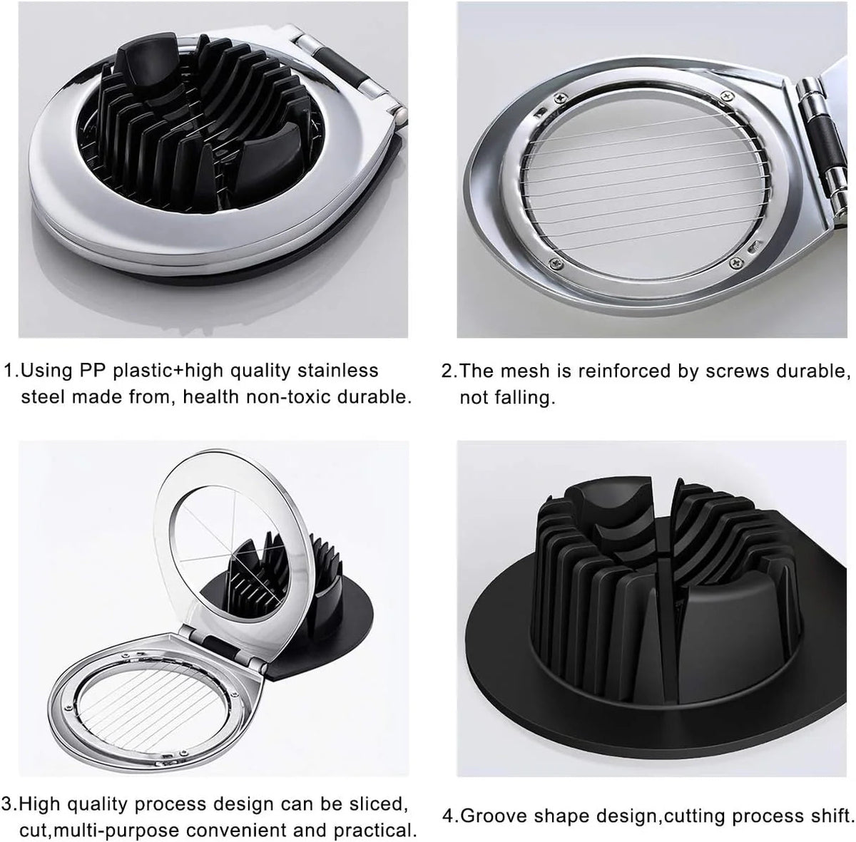 Egg Slicer 3-in-1 Stainless Steel Wires Non-Slip Base