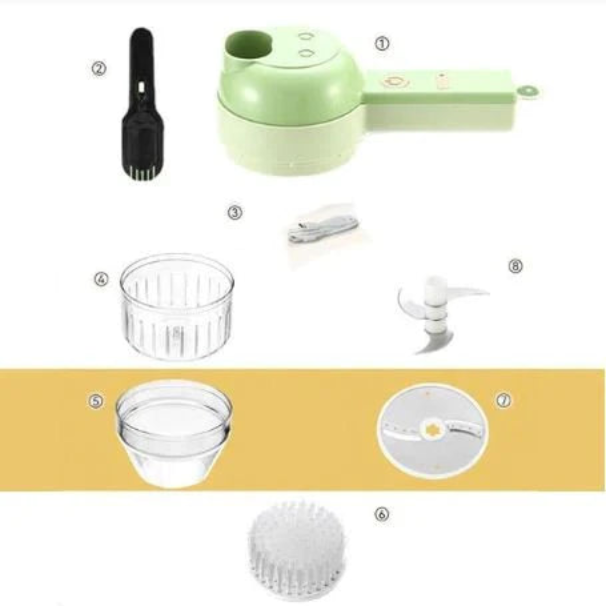 Electric Chopper 4-In-1 USB Rechargeable Self-Cleaning
