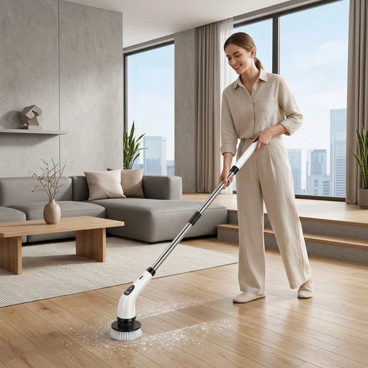 Electric Cleaning Brush Cordless Telescopic Pole Interchangeable Attachments