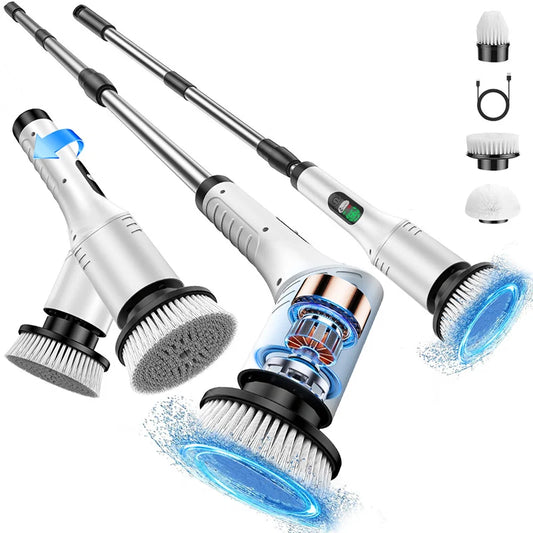 Electric Cleaning Brush Extendable Handle Dual-Speed