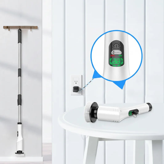 Electric Cleaning Brush Extendable Handle Dual-Speed