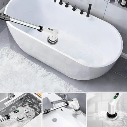 Electric Cleaning Brush Extendable Handle Dual-Speed