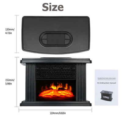 Electric Fireplace Heater Realistic Flame Effect Timer & Digital Display