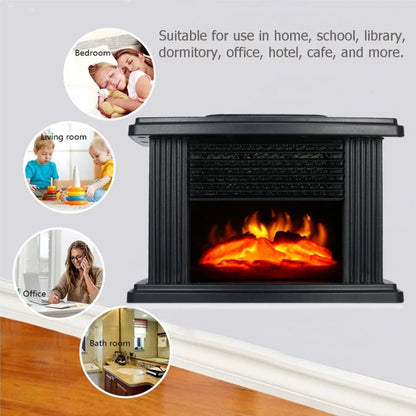 Electric Fireplace Heater Realistic Flame Effect Timer & Digital Display