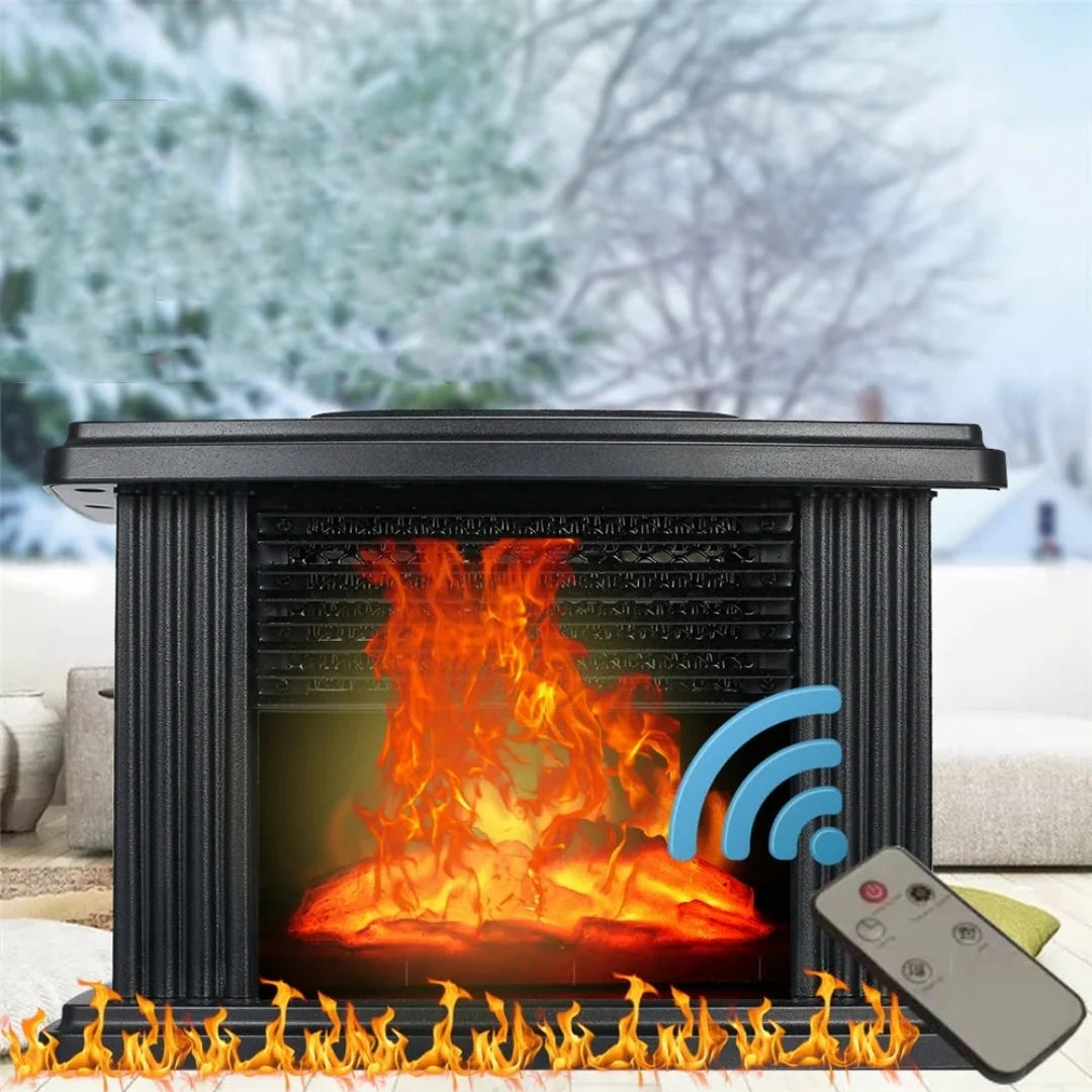 Electric Fireplace Heater Realistic Flame Effect Timer & Digital Display