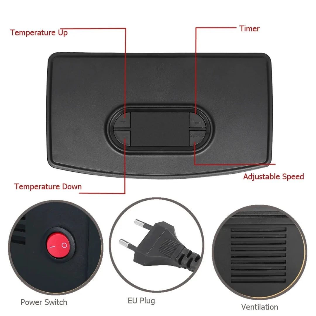 Electric Fireplace Heater Realistic Flame Effect Timer & Digital Display