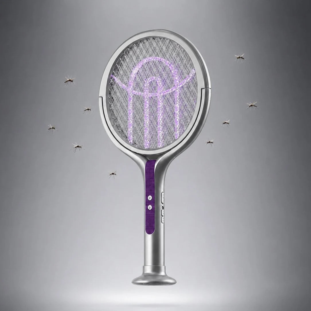 Electric Fly Swatter Telescopic Rotating Head USB-C Rechargeable