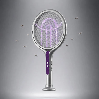 Electric Fly Swatter Telescopic Rotating Head USB-C Rechargeable