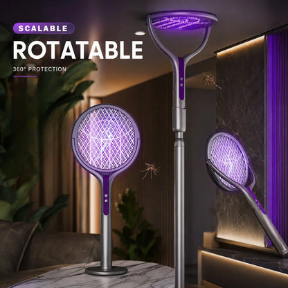 Electric Fly Swatter Telescopic Rotating Head USB-C Rechargeable