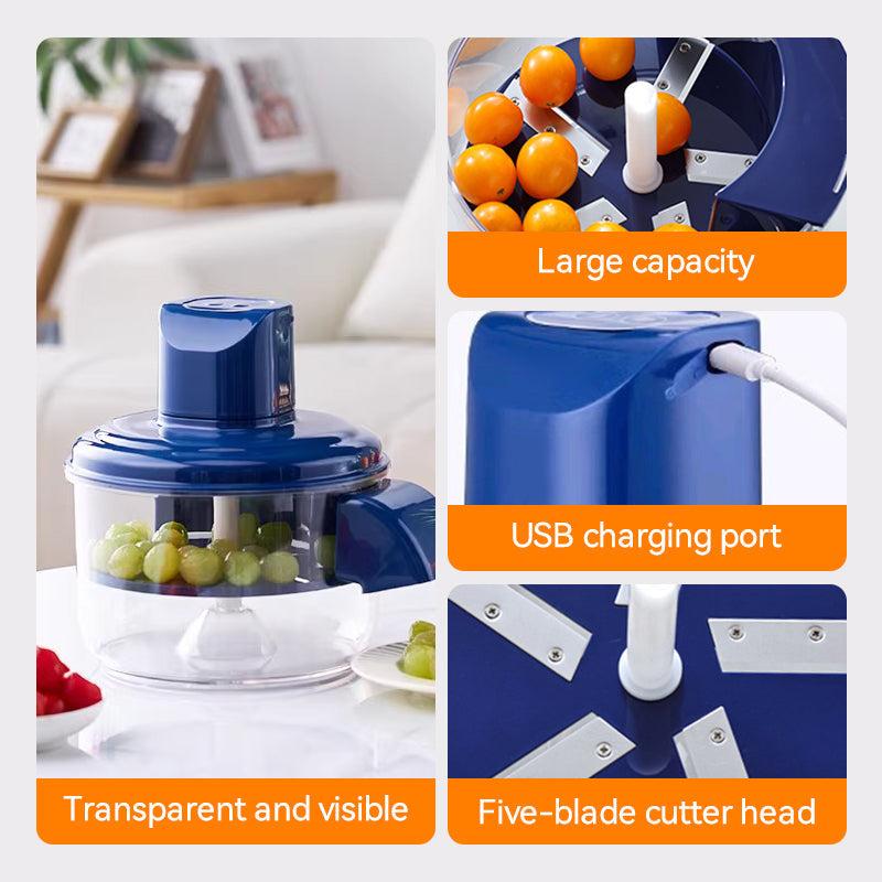 Electric Food Chopper Five-Blade Stainless Steel USB Rechargeable