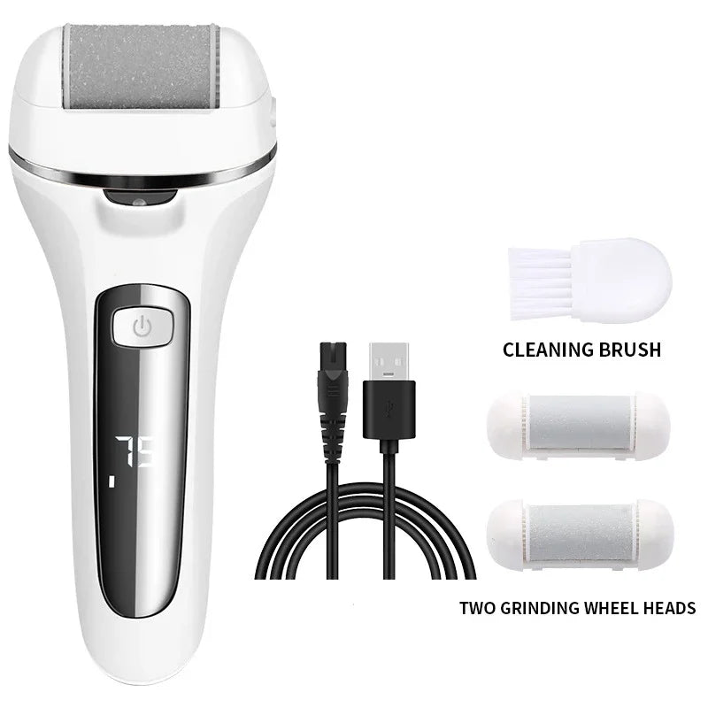 Electric Foot File Rechargeable Waterproof With 3 Rollers
