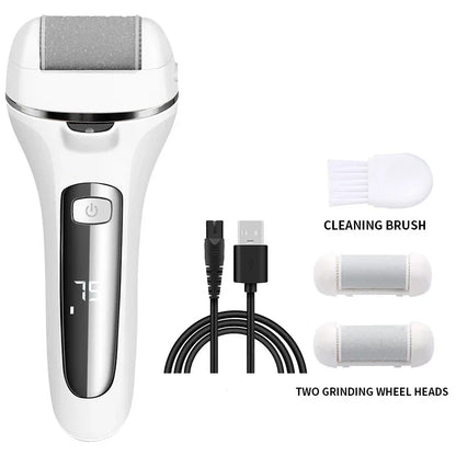 Electric Foot File Rechargeable Waterproof With 3 Rollers