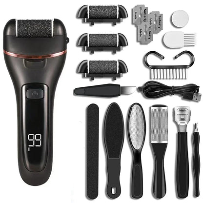 Electric Foot File Rechargeable Waterproof With 3 Rollers