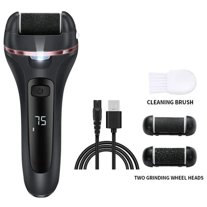 Electric Foot File Rechargeable Waterproof With 3 Rollers