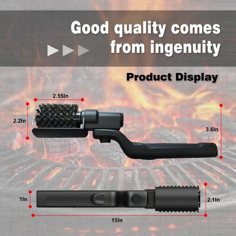 Electric Grill Brush Motorized Rechargeable Stainless Steel Bristles