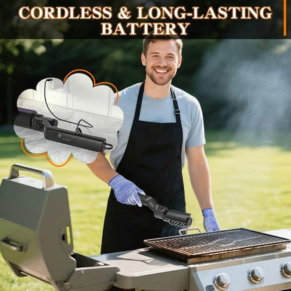 Electric Grill Brush Motorized Rechargeable Stainless Steel Bristles