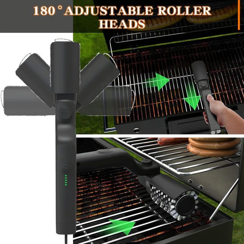 Electric Grill Brush Motorized Rechargeable Stainless Steel Bristles