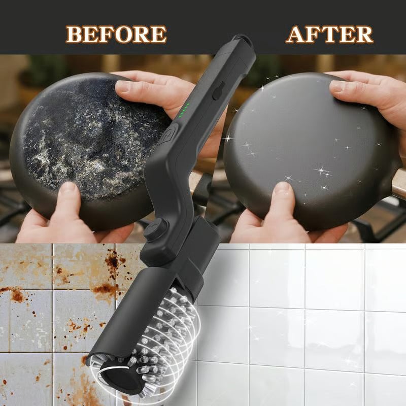 Electric Grill Brush Motorized Rechargeable Stainless Steel Bristles