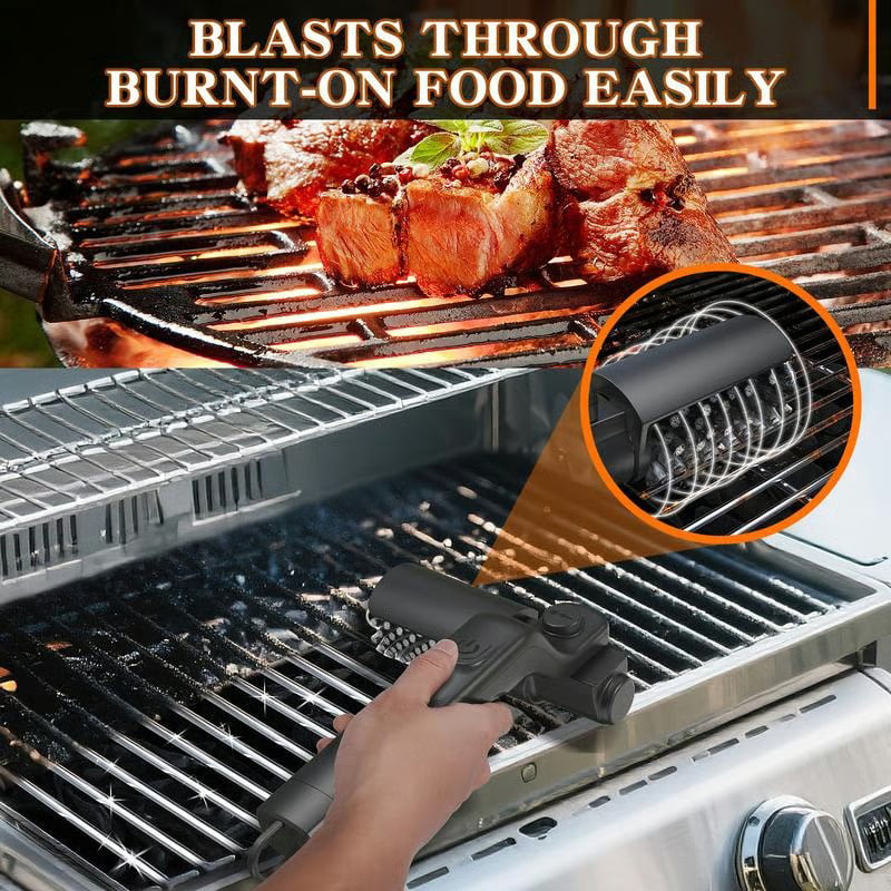 Electric Grill Brush Motorized Rechargeable Stainless Steel Bristles