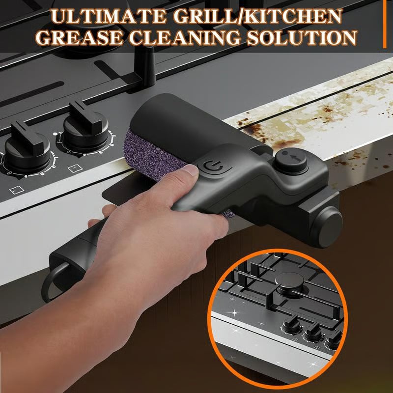 Electric Grill Brush Motorized Rechargeable Stainless Steel Bristles