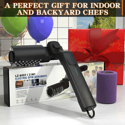 Electric Grill Brush Motorized Rechargeable Stainless Steel Bristles