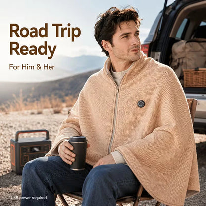 Electric Heated Wrap Blanket USB Powered Three Heat Settings Fleece Lined