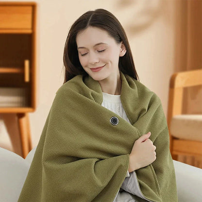 Electric Heated Wrap Blanket USB Powered Three Heat Settings Fleece Lined