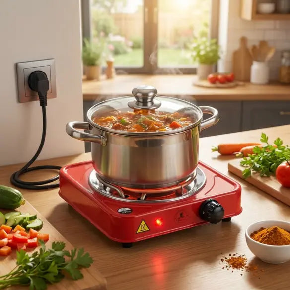 Electric Hot Plate 1000W Fast Heating All-Metal Cookware