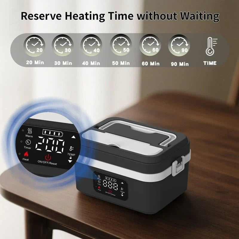 Electric Lunch Box Rechargeable Cordless Heating Stainless Steel 1.06 Qt