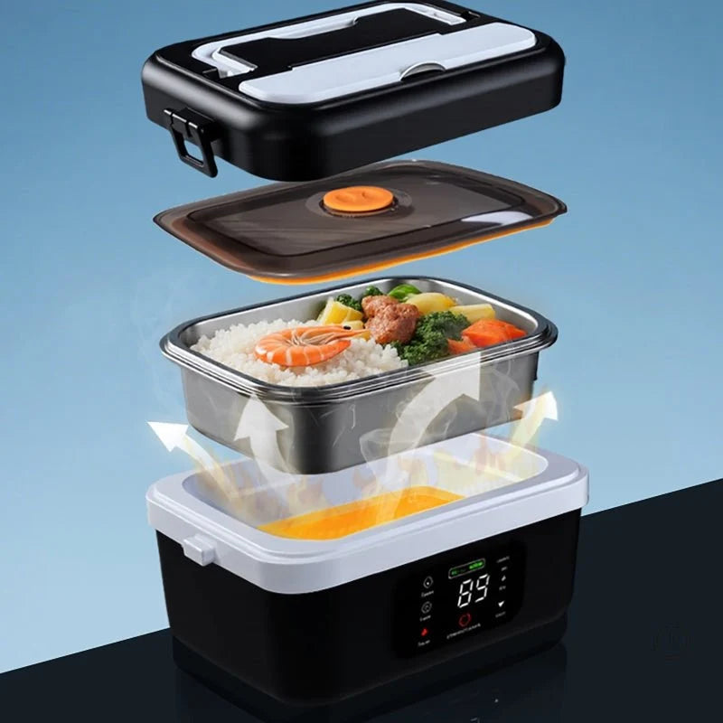 Electric Lunch Box Rechargeable Cordless Heating Stainless Steel 1.06 Qt