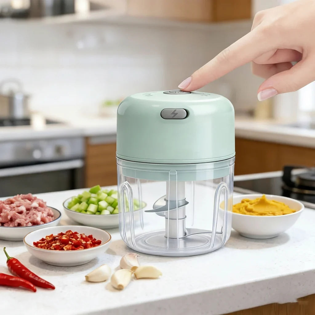 Electric Mini Chopper USB Rechargeable One-Touch