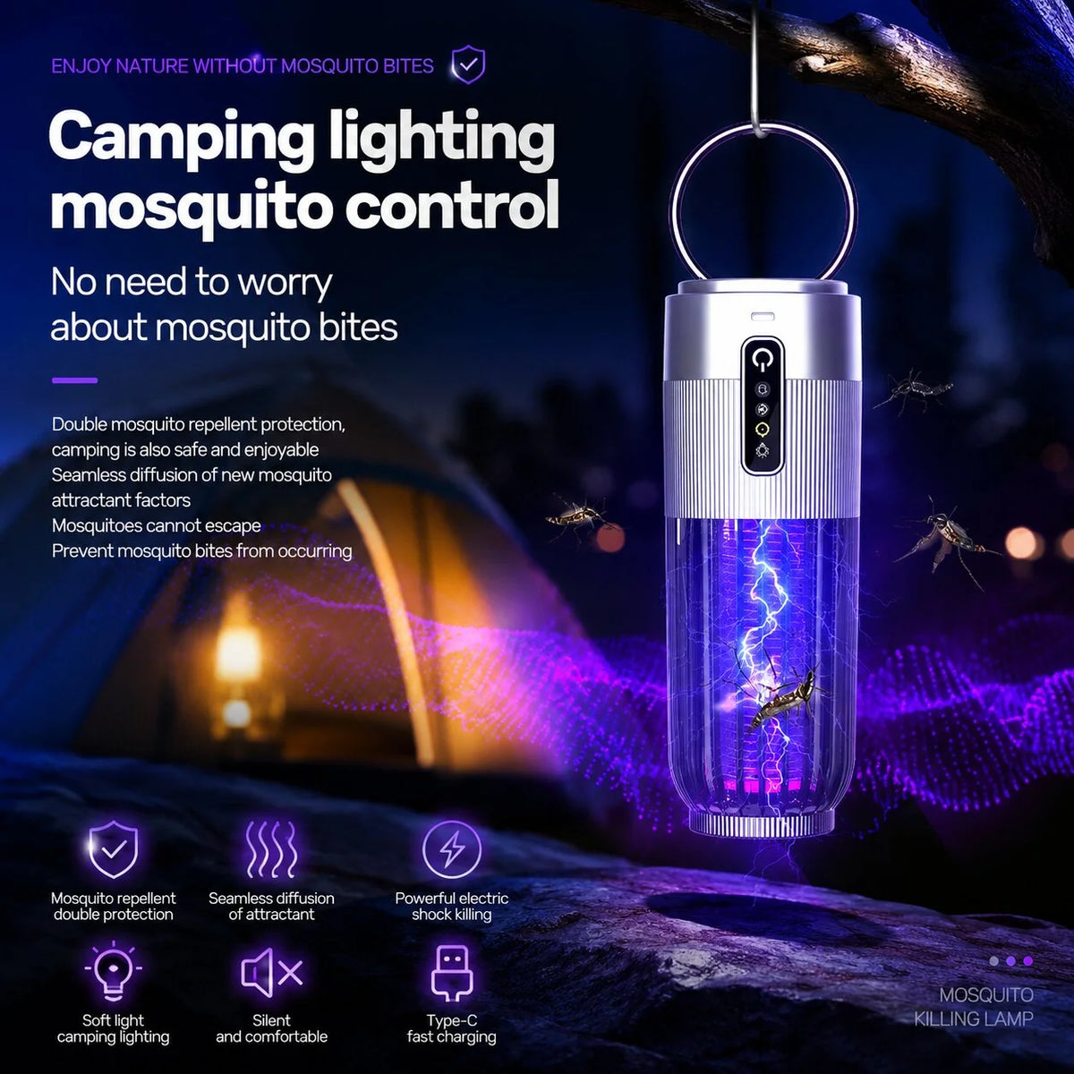 Electric Mosquito Trap Dual UV Rechargeable 360 Degree Coverage