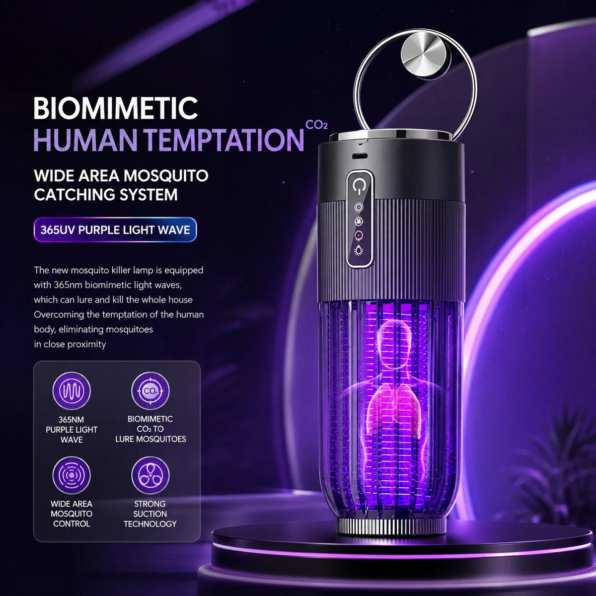Electric Mosquito Trap Dual UV Rechargeable 360 Degree Coverage