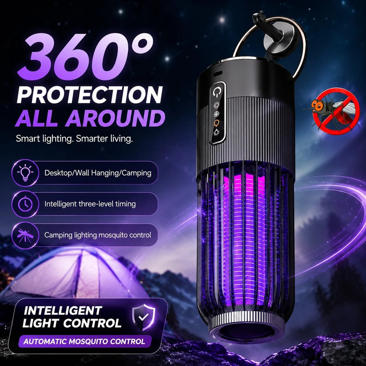 Electric Mosquito Trap Dual UV Rechargeable 360 Degree Coverage
