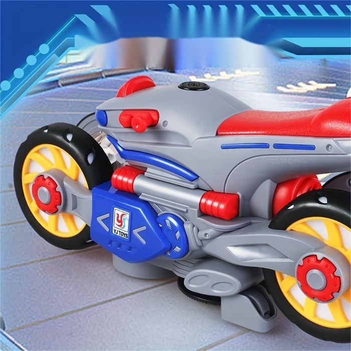 Electric Motorcycle Toy 360 Rotation LED Lights & Obstacle Detection
