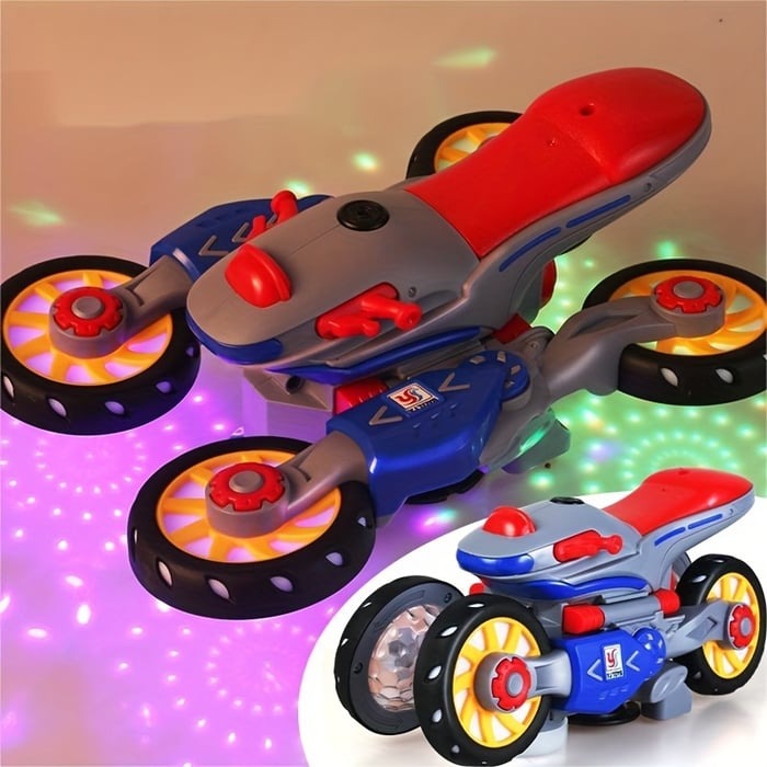 Electric Motorcycle Toy 360 Rotation LED Lights & Obstacle Detection
