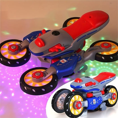 Electric Motorcycle Toy 360 Rotation LED Lights & Obstacle Detection