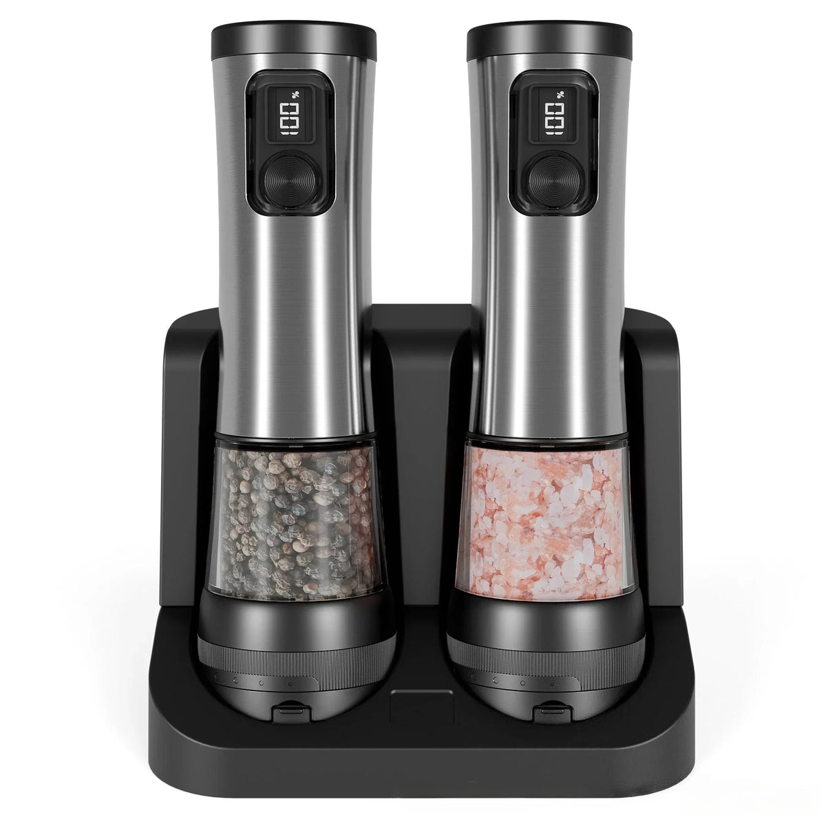 Electric Salt And Pepper Mill Set Rechargeable Adjustable Grind Settings
