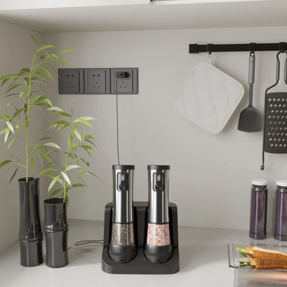 Electric Salt And Pepper Mill Set Rechargeable Adjustable Grind Settings