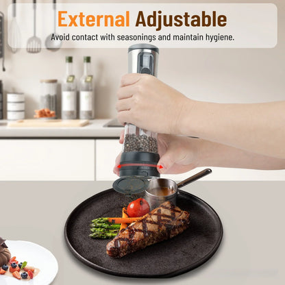Electric Salt And Pepper Mill Set Rechargeable Adjustable Grind Settings