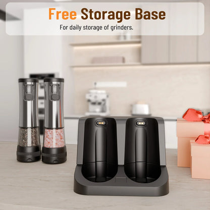 Electric Salt And Pepper Mill Set Rechargeable Adjustable Grind Settings