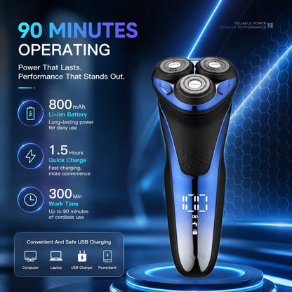Electric Shaver 3-Head Pivoting Wet & Dry